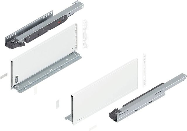 Blum Legrabox Pure Set Höhe C Tip-On Vollauszug, Seidenweiß, 1 Paar, Tiefe: 450 mm, Tragkraft: 40 kg - Bild 1