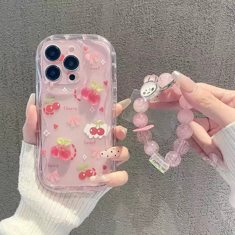 Realme Handyhülle mit 3D Kaninchen und Kirschblüten Design in Pink für verschiedene Realme Modelle - Bild 1