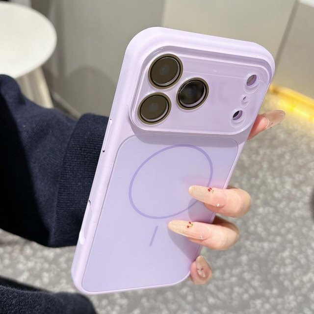 Silikon Magnet Hülle für Apple iPhone 17 16 15 14 13 Pro Max mit MagSafe und Kameraschutz aus Glas und Acryl in Lila und Multicolour - Bild 1