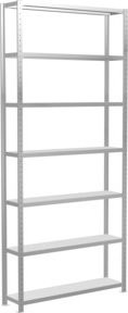Schulte Grundregal Steckregal MULTIplus250 mit 7 Fachböden und Kreuzstrebe, Farbe RAL 7035 Lichtgrau, B/T/H: 300 x 130 x 30 cm - Bild 1