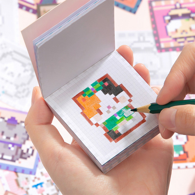 Mr. Paper Cartoon-Pixel-Aufkleberbuch mit 50 Blatt niedlicher Tierfutter-Aufkleber in Multicolour für Kinder und Studenten - Bild 1