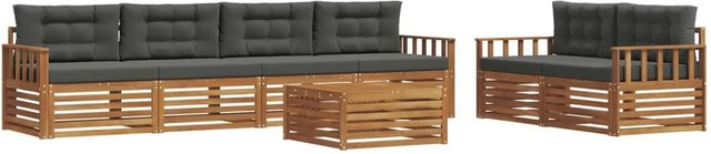 vidaXL Outdoor-Sofagarnitur 7-teilig aus Akazienholz mit Kissen in Natur und Anthrazit - Bild 1
