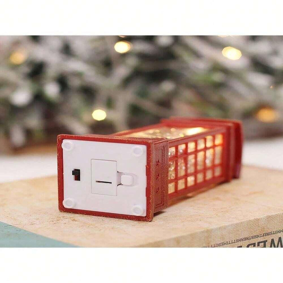 Leuchtende Weihnachtsdekoration von Yiran Furniture in Rot mit Telefonzelle, Baum, Schneemann und Weihnachtsmann-Figur als Tischdekoration für Party und Zuhause - Bild 4