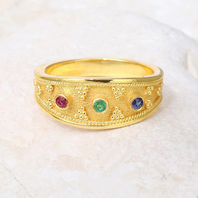 Huitan Ringe, farbige kubische Zirkonia, Goldfarbe, Damen - Bild 1