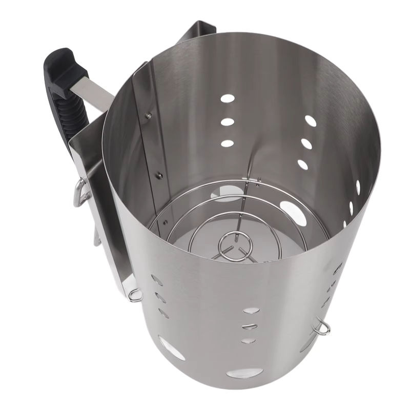 Fdit Kaminstarter aus Edelstahl in Silber für Holzkohle, tragbarer Grillstarter für Camping und Picknick - Bild 5