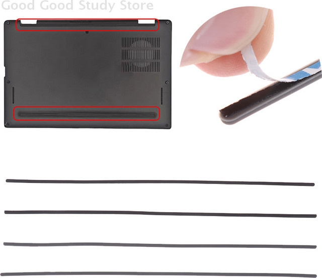 Dell Latitude 7310 Laptop Gummi-Streifen als rutschfestes Ersatz-Fußpad für die Unterseite in Schwarz - Bild 1