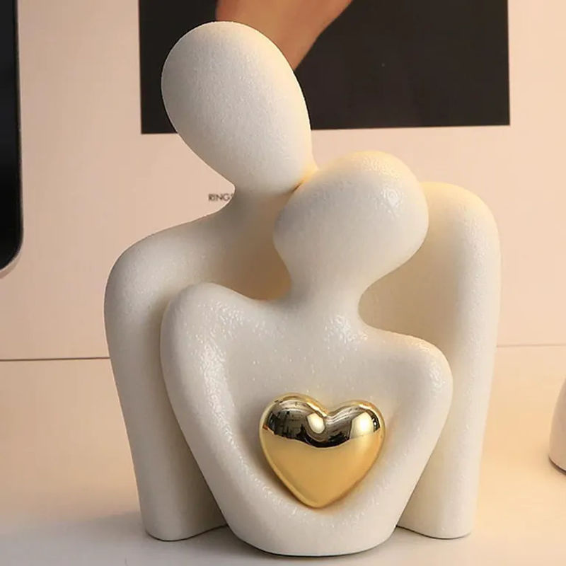 Homyl Abstrakte Paar-Figur aus Keramik in Weiß und Schwarz als moderne Skulptur für dein Schlafzimmer - Bild 2