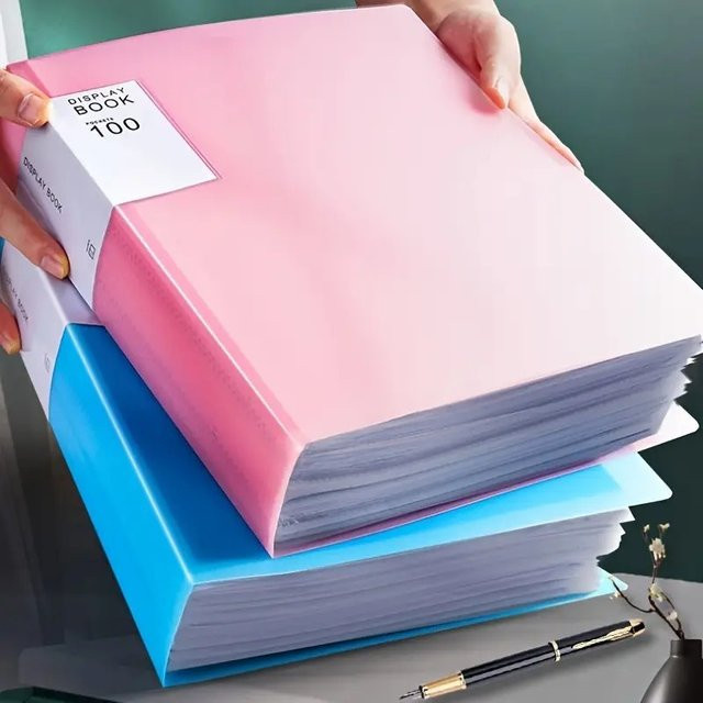 A4 Kunststoff-Aktenordner transparent und schwarz, Mehrseiten-Datenbeutel als Dokumentenhülle für Büro und Archiv - Bild 1