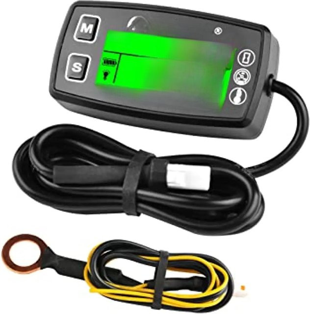 Foundown Digitaler Tacometer und Betriebsstundenzähler mit Motortemperaturanzeige und RPM-Warnung in Schwarz - Bild 1