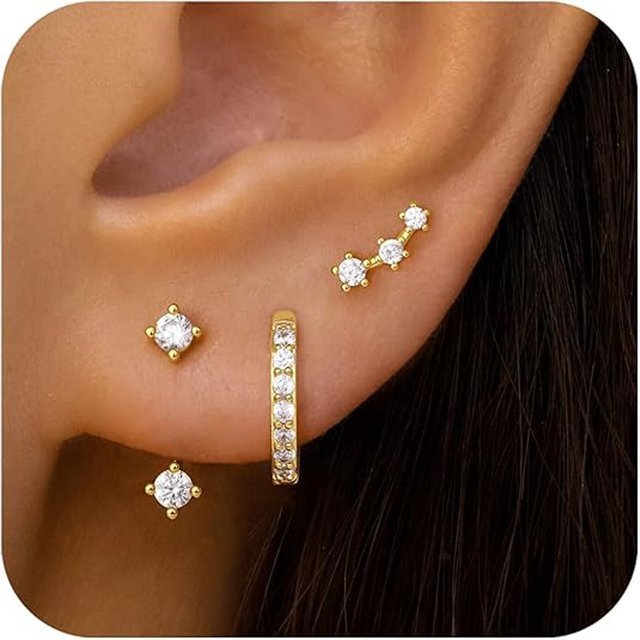 RUIYI Ohrstecker-Set, 925 Silber, Gold, Zirkonia, Damen - Bild 1
