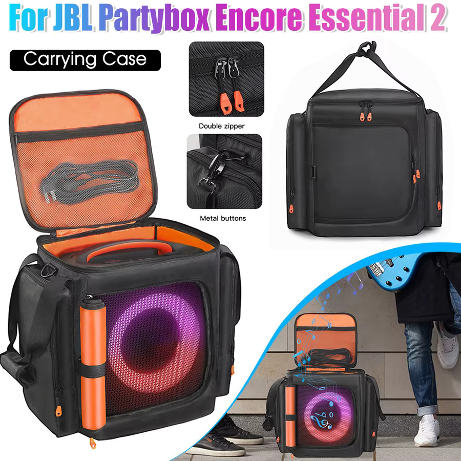JBL Partybox Encore Essential 2 Aufbewahrungstasche mit Mikrofontasche, wasserdichte Staubhülle in Schwarz - Bild 6
