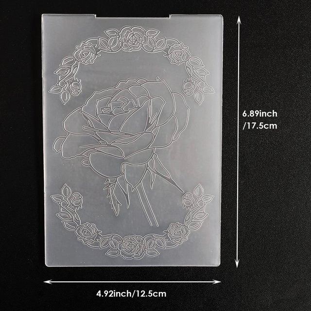 2D-Prägeschablonen aus Kunststoff mit Rosen, Ästen, Blättern und Schmetterlingen in Transparent für DIY-Scrapbooking und Kartenherstellung - Bild 1