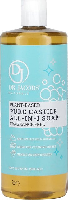 Dr. Jacobs Naturals Vegetable Pure Castile All-in-One Soap, Unscented, 946 ml - Bild 1