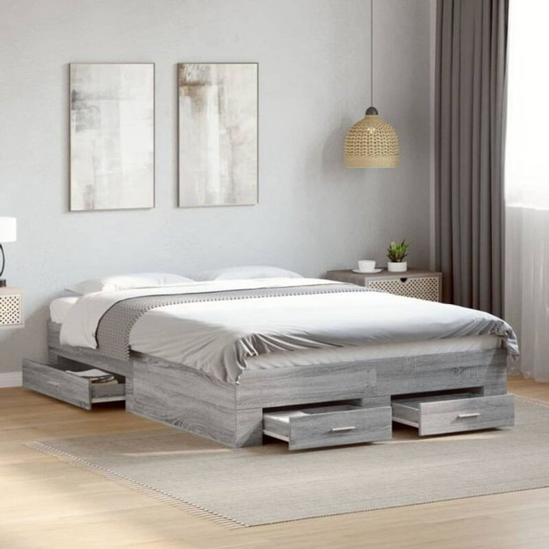 Vidaxl Funktionsbett mit Schubladen in Grau aus Holzwerkstoff, B/T: 120 x 190 cm - Bild 1
