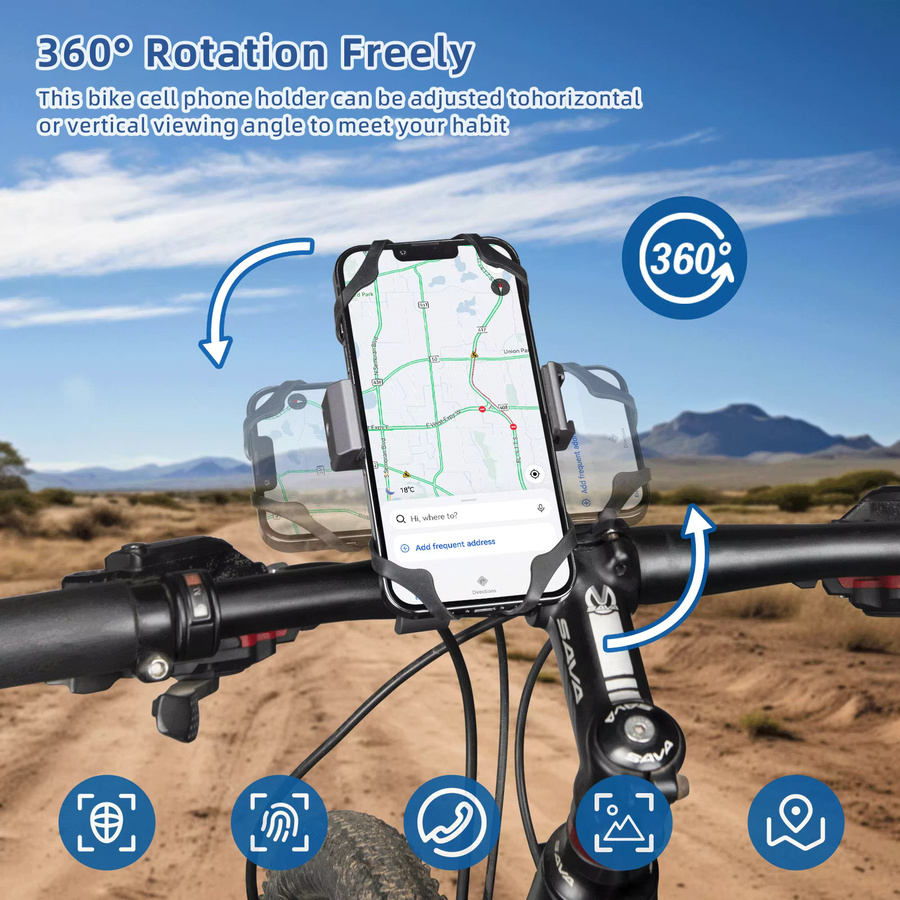 FANAUE Handyhalter aus Aluminiumlegierung mit 360 Grad Rotation und automatischer Verriegelung für Fahrrad und Auto, Schwarz - Bild 5