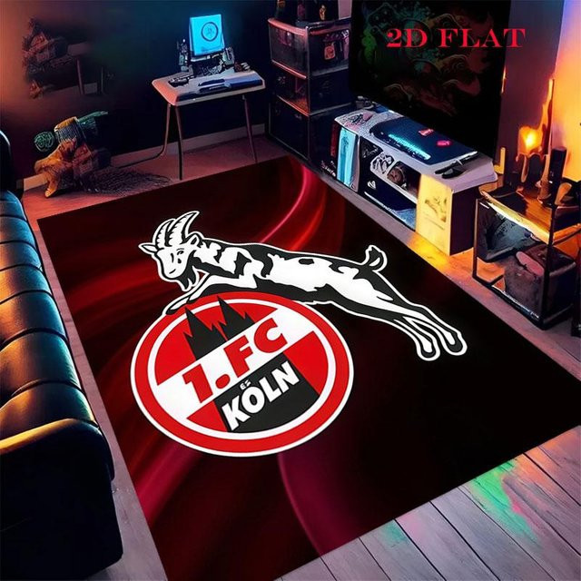 1. FC Köln Teppich in Rot, Rutschfeste Bodenmatte für Wohnzimmer und Schlafzimmer, B/T: 150 x 100 cm - Bild 1