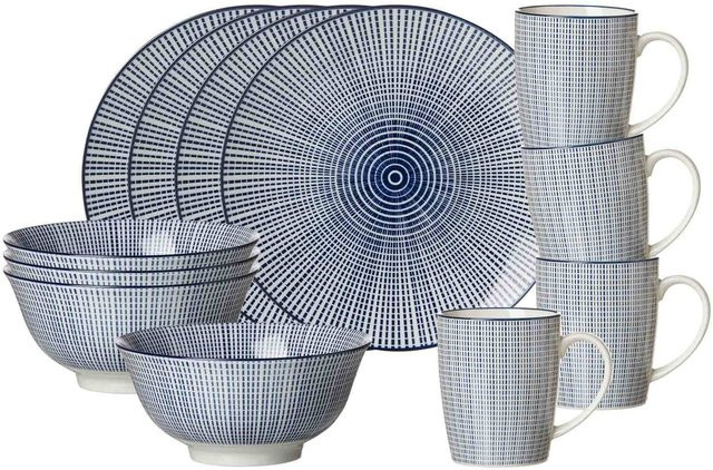 Ritzenhoff & Breker Frühstücksset Royal Makoto aus Porzellan, 12er Set, Blau, Geometrisches Design - Bild 1