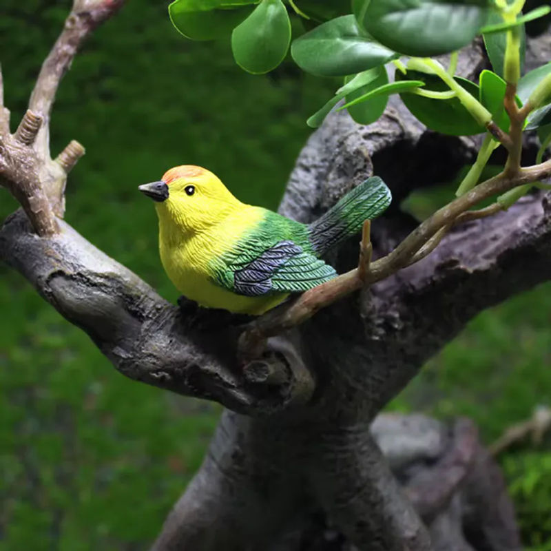 ACRDDK Dekorative Vögel und Vogelnester aus Kunstharz in Orange und Mehrfarbig als Garten- und Bonsai-Zubehör sowie Weihnachtsdekoration - Bild 2