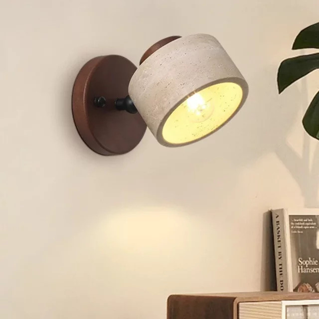 Gelbe Wandlampe im japanischen Wabi-Sabi Stil mit Schalter und verstellbarem Design für Schlafzimmer und Home Office - Bild 1