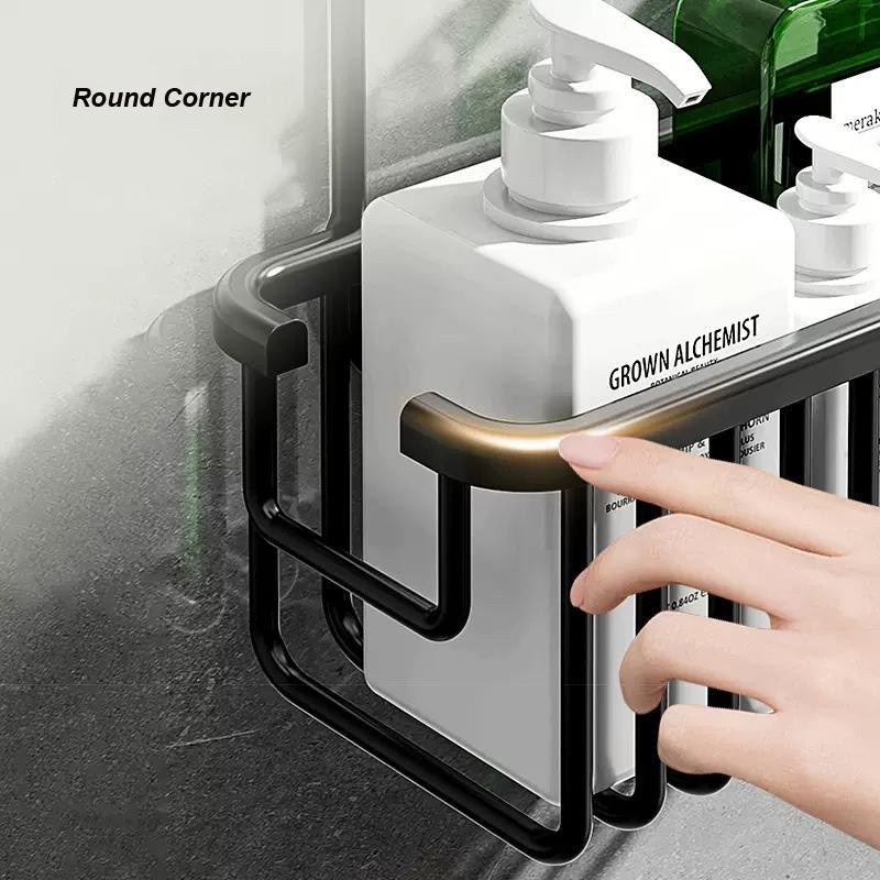 Wandmontiertes Badezimmerregal aus Aluminium von Household supplies MH, abnehmbarer Duschkorb ohne Bohren für Shampoo und Organizer, lackiert - Bild 1