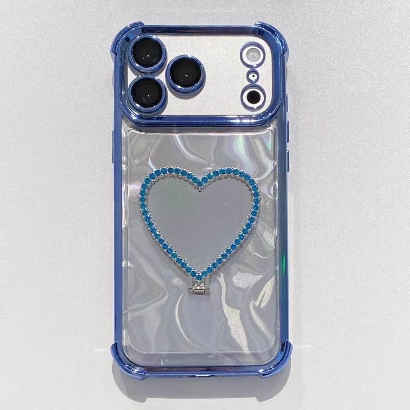 Eurynome Luxus Glitzer Handyhülle mit Standfunktion für iPhone, Stoßfestes Diamant-Design in Pink - Bild 4