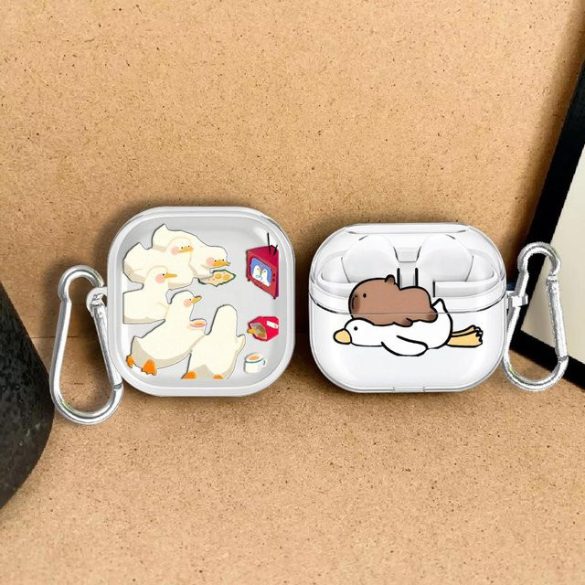 Transparente Cartoon-Enten Schutzhülle für Samsung Galaxy Buds 2, 3 FE, 3 Pro, Live und 4 Pro - Bild 1