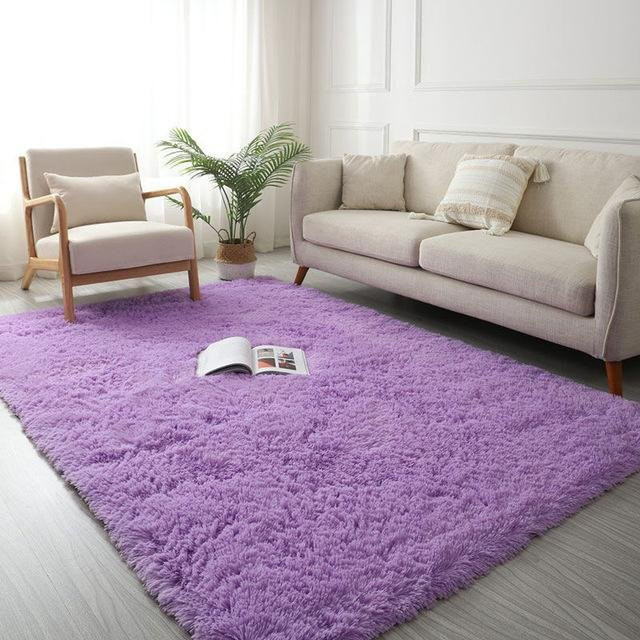 Flauschiger Teppich von Yiran Furniture in Lila, moderner Langflor-Teppich für Wohnzimmer, Schlafzimmer oder Kinderzimmer, B/T: 120 x 80 cm - Bild 1