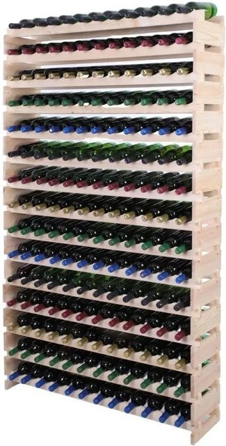PROREGAL Weinregal VINOTECA FLEX aus massivem Kiefernholz, Natur Unbehandelt, braun, H x B x T: 205 x 123 x 28 cm - Bild 1