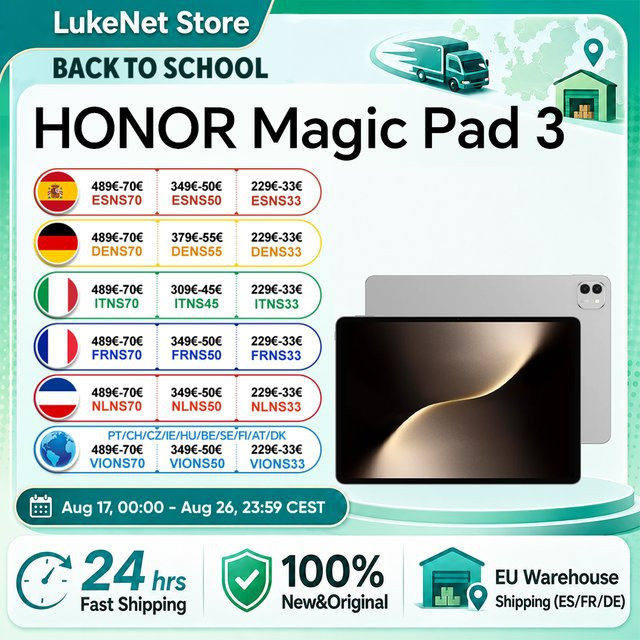 HONOR Magic Pad 3 Tablet in Silber mit Snapdragon 8s Gen 3 Prozessor, 13,3 Zoll 3K LCD 165Hz Display und Android 15 - Bild 1