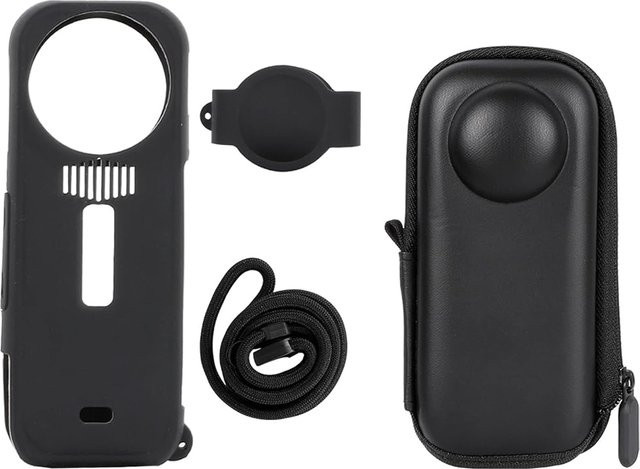Insta360 Silikonhülle mit Objektivdeckel und Hängeseil in Schwarz für Insta360 X5 - Bild 1