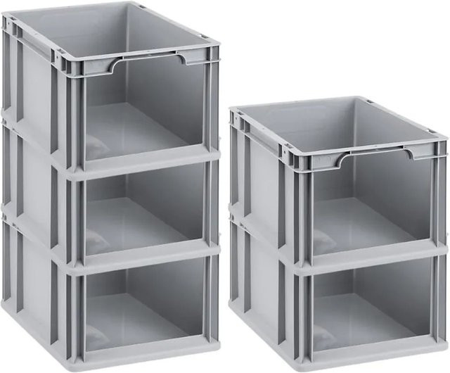 PROREGAL SparSet 5x Eurobox NextGen Store Transportbox mit offener Front, Grau, H x B x T: 22 x 30 x 40 cm, 20 Liter - Bild 1
