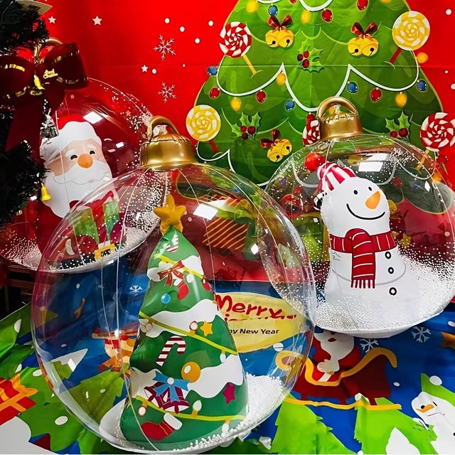 DUTRIEUX Weihnachtskugel als aufblasbarer Ballon aus PVC in Grün, runde Weihnachtsdekoration für drinnen und draußen, Durchmesser: 60 cm - Bild 1