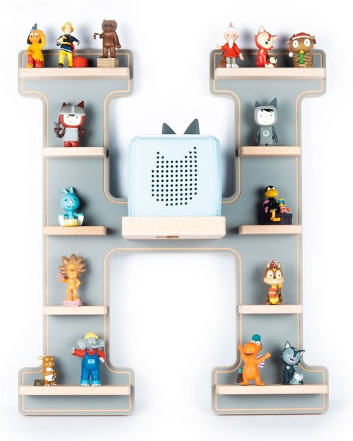 BOARTI Kinderregal Buchstabe H aus Holz als Wandregal für Toniebox und Figuren mit Magneteinsätzen, H: 54 cm, B: 46 cm, T: 19 cm - Bild 1