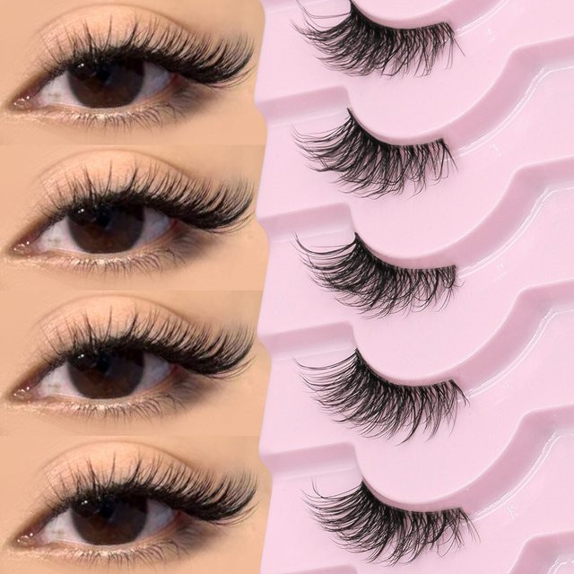 VELTRINAY Künstliche Wimpern, Wispy Cat Eye, Faux Mink, Natürlich - Bild 1