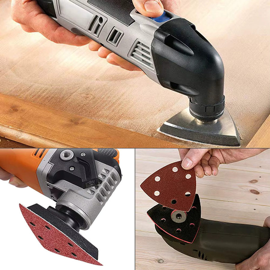 20 Stück Dreieckige Schleifscheiben von DAZZLEEX mit 6 Löchern und 90 mm Durchmesser in Braun für Multi-Sander - Bild 3
