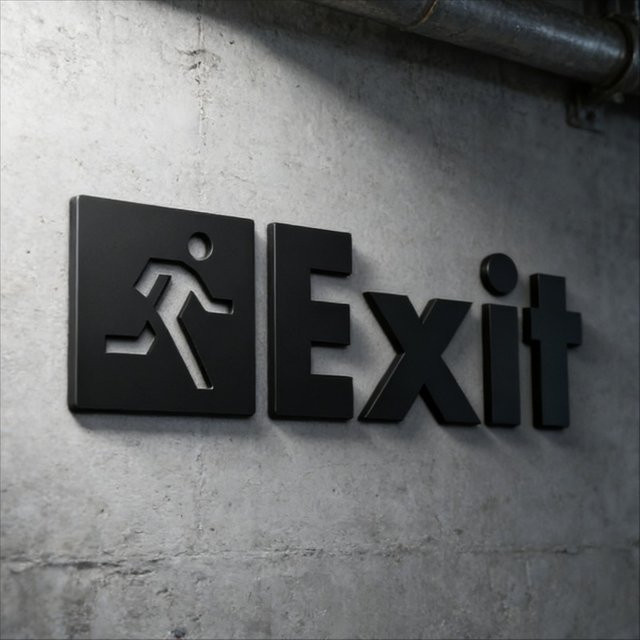 CIFBUY Exit-Symbol-Schild aus Acryl in Schwarz, selbstklebende Türdekoration im modernen 3D-Laserschnitt - Bild 1