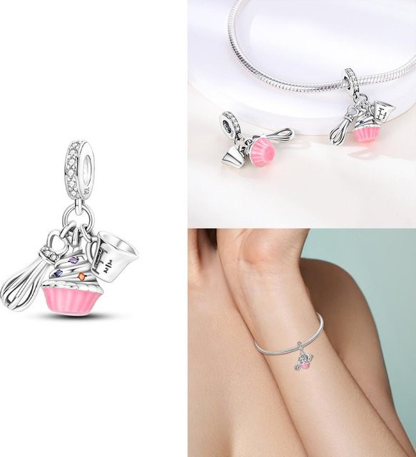 TIANGU Anhänger, Herzform, Rosa, 925 Silber, Perle, Zirkonia, Damen - Bild 1