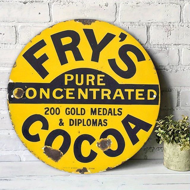 Vintage Fry'S Pure Concentrated Cocoa Aluminium-Wanddekoration, rund, Durchmesser: 19,99 cm - Bild 1