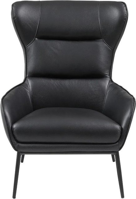 Vente-unique Sessel Dinnia mit gerader Rückenlehne aus schwarzem Büffelleder B/T/H: 69 x 69 x 69 cm - Bild 1