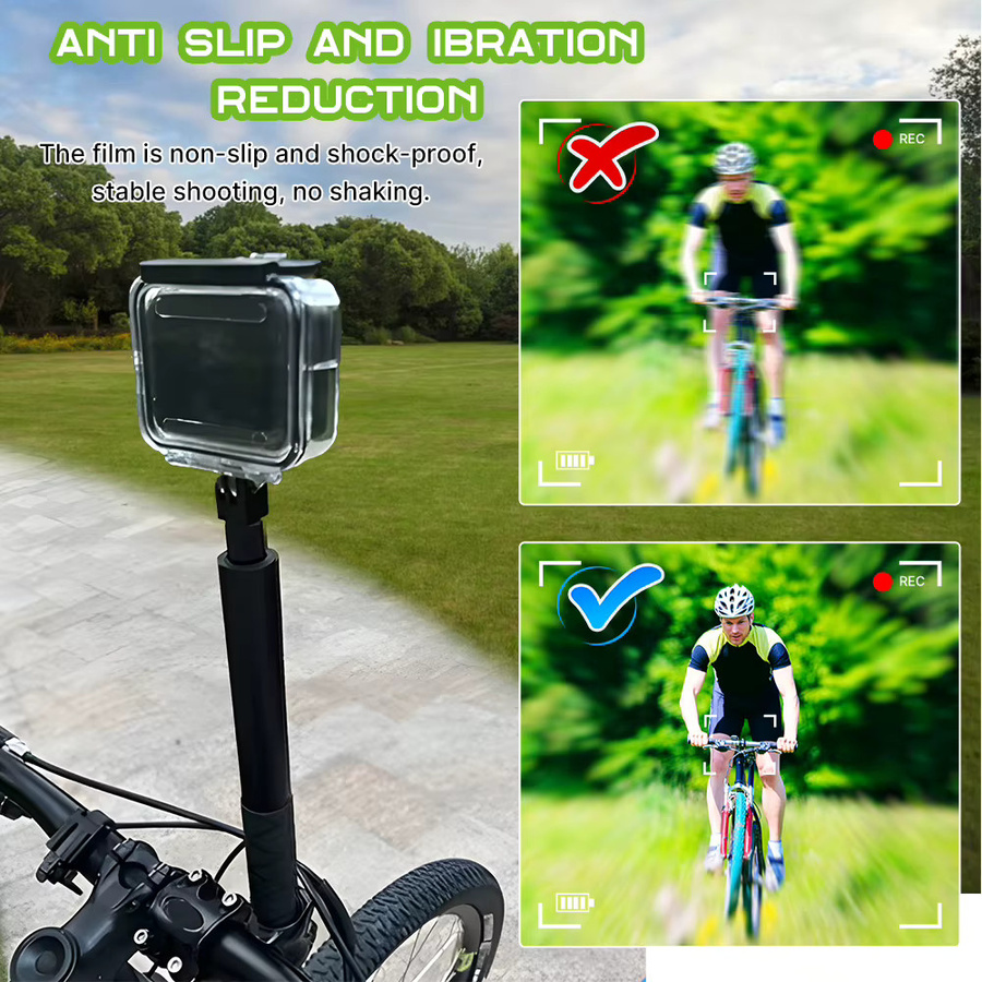 HONGDAK Selfie Stick Einbeinstativ für Motorrad und Fahrrad, kompatibel mit GoPro Hero 13 12 11 10, DJI und Insta360 Action Kameras, Schwarz - Bild 3