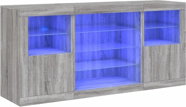 vidaXL Sideboard modern in Grau Sonoma mit integrierter LED-Beleuchtung, B/T/H: 142,5 x 37 x 67 cm - Bild 1