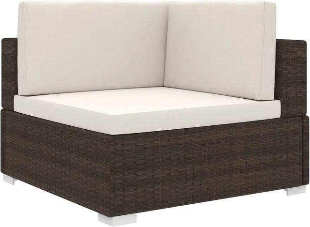 vidaXL Modular-Ecksessel aus Poly-Rattan mit Kissen in Braun - Bild 1