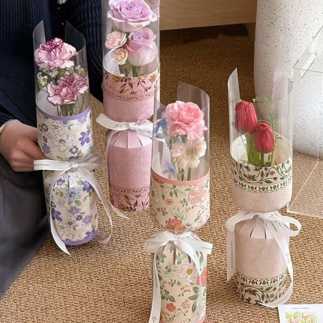 10 Stück wasserdichte Einzelblumen-Verpackungsbeutel aus transparentem Kunststoff für romantische Blumenstrauß-Verpackungen - Bild 1