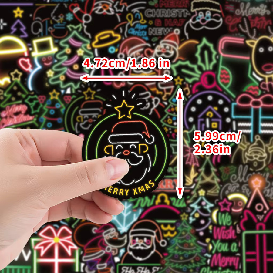 50 Stück Neon Weihnachten Graffiti Aufkleber Multicolor von BulingBulingStickers Store - Bild 3