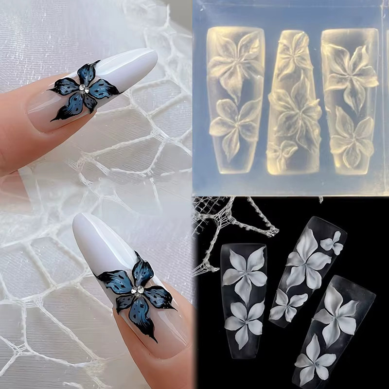 Jiauting Nail Art Silikonform, 3D Schmetterling und Blume, Nagelform - Bild 1