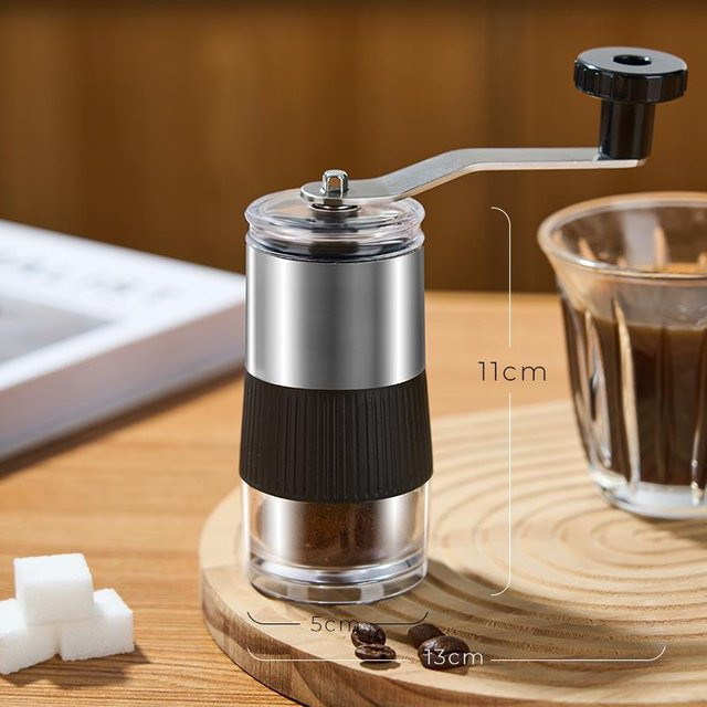 GIANXI Handkaffeemühle aus Edelstahl für Pour-Over-Kaffee, grau - Bild 1