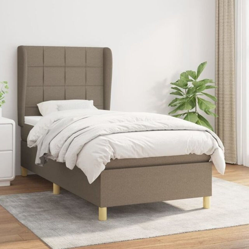 vidaxl Boxspringbett mit Matratze in Taupe meliert aus Stoff und Massivholz B/T/H: 80 x 200 x 118 cm - Bild 1