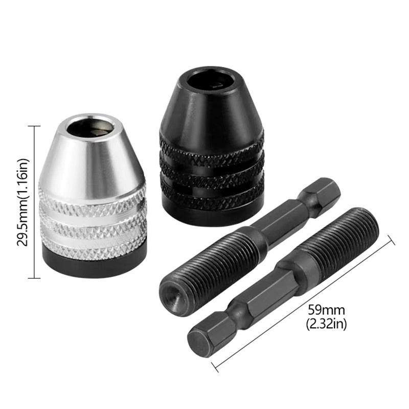 Elektrisches Bohrfutter mit Schnellwechsel-Funktion, 0,3-6,5 mm, Hex-Schaft, 3-Backen-Spiralbohrer-Chuck von QSTEXPRESS - Bild 3