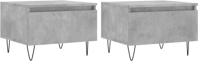 vidaXL Couchtisch Set aus 2 Stück in Betongrau, modernes Design aus Holzwerkstoff und Metall, B/T/H: 50 x 46 x 35 cm - Bild 1