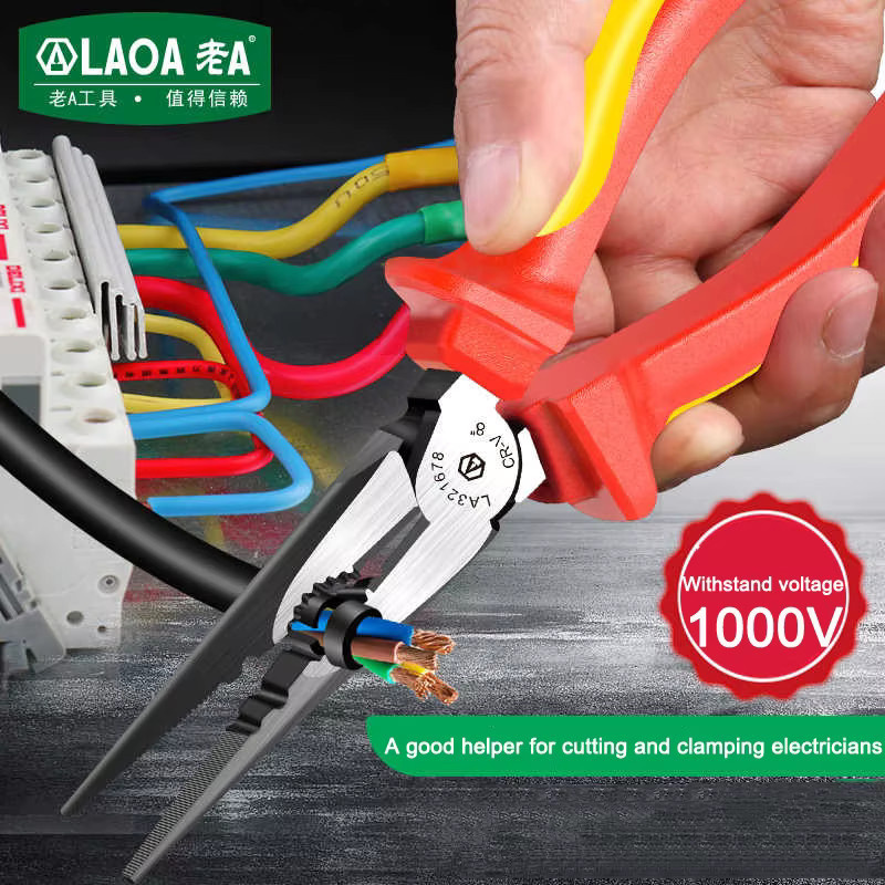 LAOA VDE Isolierte Elektrikerzangen Set in Rot, Spannungsfest bis 1000V mit Drahtschneider, Spitzzange, Schrägspitzzange und Schraubzange - Bild 2